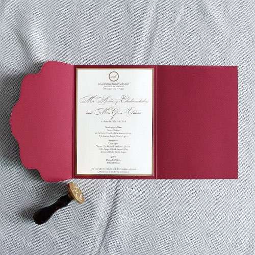 Simple Style Invitation Card Wedding Card Foiling Invitation Wine Red Customized